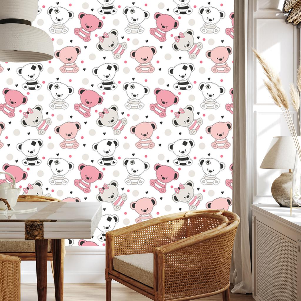 Colorful Teddy Bears Wallpaper for Living Room and Bedroom 50x1000