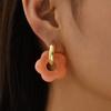 Colorful Flower Resin Acrylic Charms Earring Gold Color Circle Ear Buckle Hoop Earrings Fashion Zircon for Women