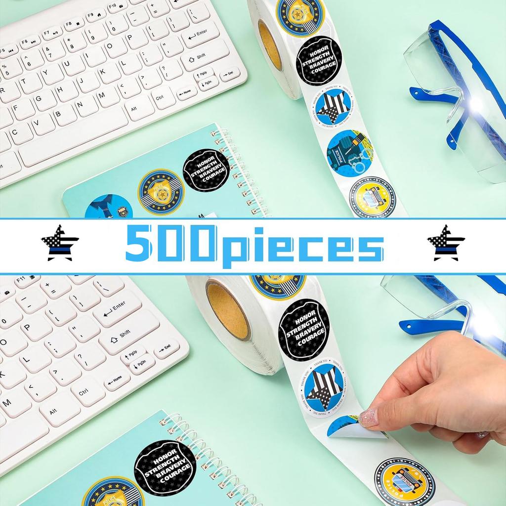 500Pcs 1 Rolls 2.5Cm1Inch Firefighter Children'S Toy Stickers Shaped Sticker Decoration Gift Box Sticker Label Stationery