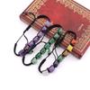 Natural Stone Woven Cone Bracelet, Pyramid Pagoda Woven Bracelet, Colorful Stone Beaded Woven Bracelet B105