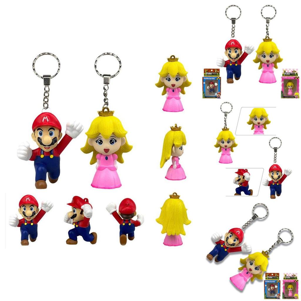 Portachiavi Ciondolo Action Figure in PVC Principessa Peach di Super Mario con Design a Cartone Animato