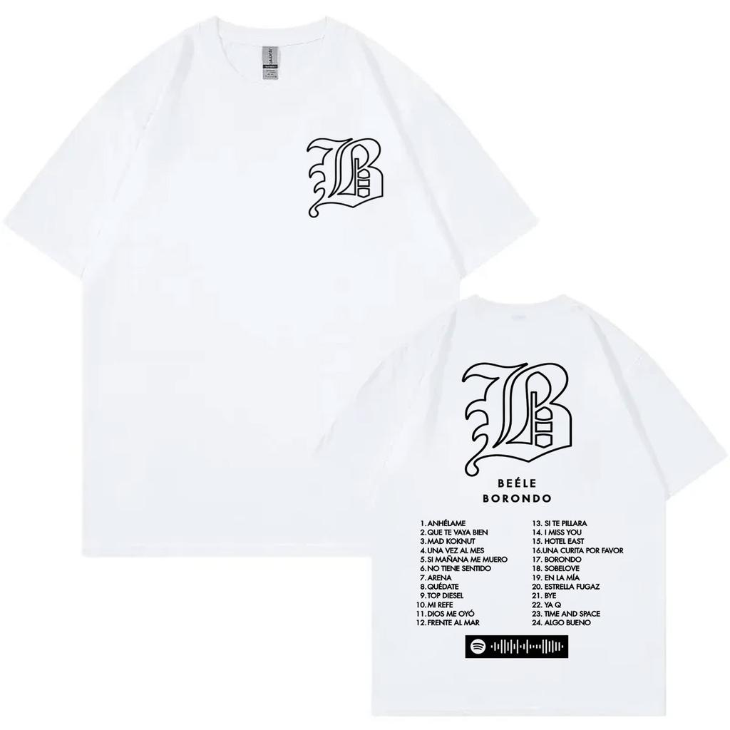T-shirt Imprimé Album du Chanteur Beele Borondo T-shirts Oversize Mode Haute Qualité Unisexes Unisexes Coton Décontracté Manches Courtes T-shirts