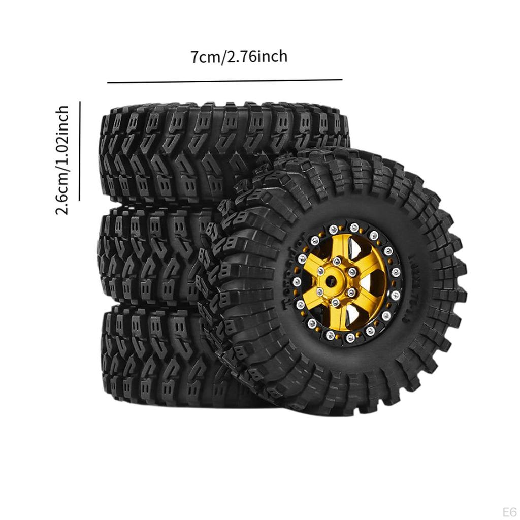 4 Pieces 1/18 1/24 RC Crawler Car Wheels and Tires Accessory Aluminum Alloy Easy to Install