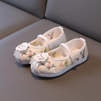 Hanfu vyšívané boty dívky starověký styl ručně vyráběné dětské taneční boty čínský styl starověký kostým vyšívání boty dětské boty léto