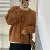 Winter new round neck loose design wooden button sweater jacket women's lazy wind knitted cardigan tide