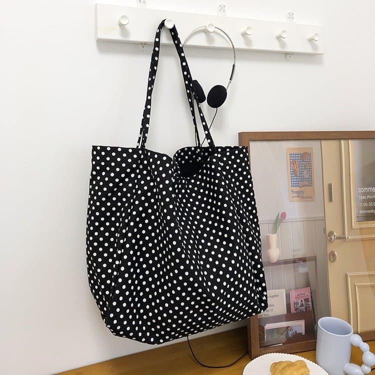 Gepunktete lässige Canvas-Tragetasche Damen Schulter-Achseltasche