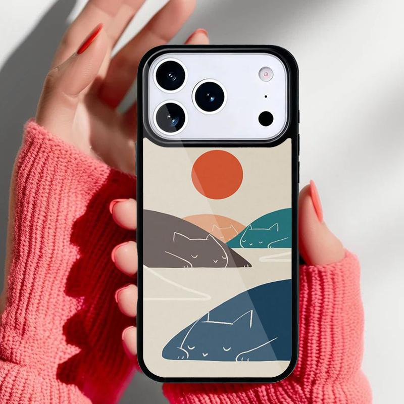 Cat Mount Fuji Japan Wave Landscape Phone Case for iPhone 17 16 15 14 13 Pro Max Back Cover for 12 11 Pro Coque