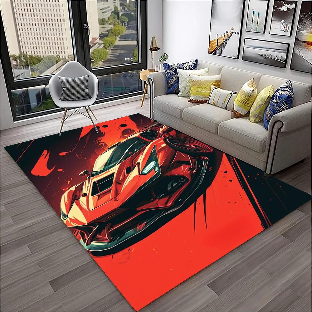 Racing Car Sports Car Carpet Rug for Home Living Room Bedroom Playroom Sofa Doormat Decor,Kids Game Area Rug Non Slip Floor Mat