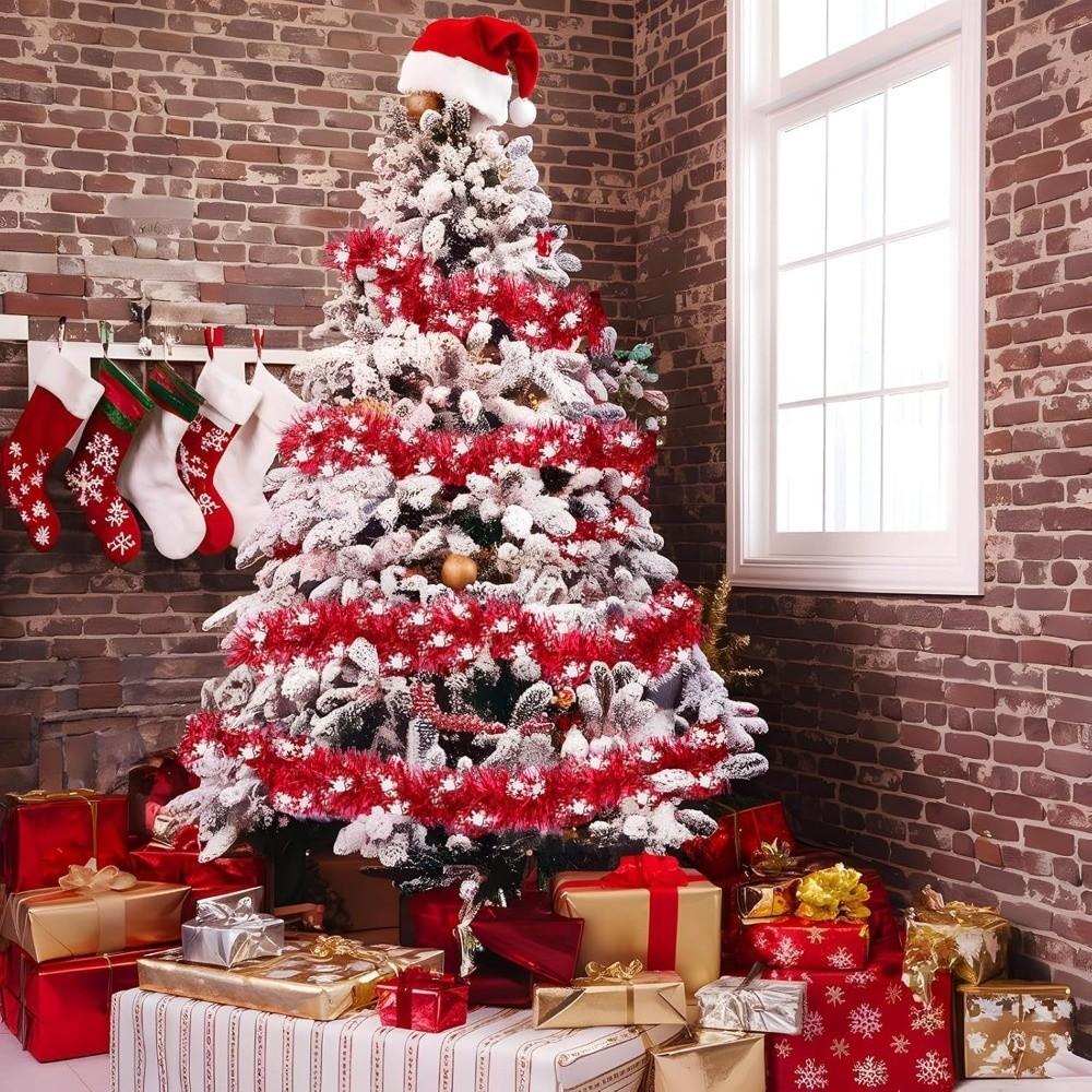 Metallic Christmas Snowflake Tinsel Garland for Christmas Tree Decoration