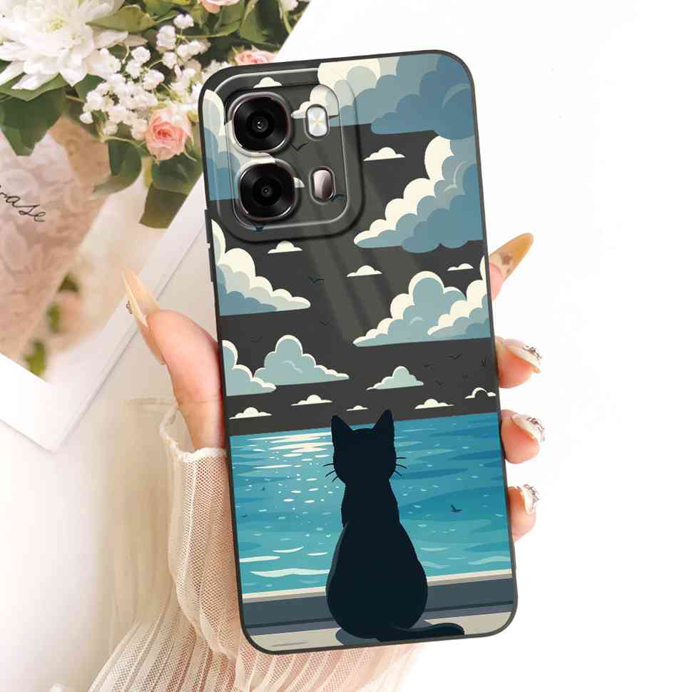 For Oppo A6s 5G CPH2789 Case Fashion Painted Flower Cat Silicone Back Cover For Oppo A 6s A6S 5G 6.75" Bumper Phone Cases Fundas