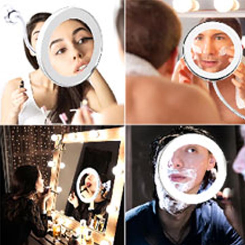 10x Large Lighted Makeup Mirror Battery Powered LED Makeup Mirror with Suction Cup Magnifying Mirror 360° Rotation Mirror