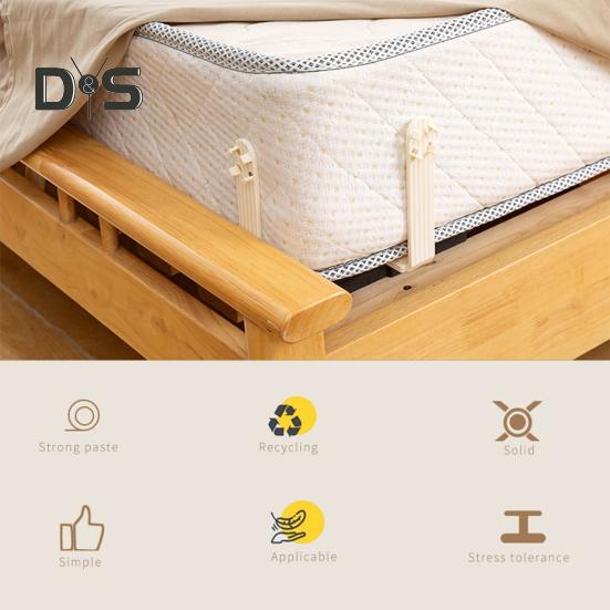 4 vnt. paklodžių laikiklių, užvalkalų sagčių, čiužinio šono paklodžių fiksavimo sagčių, laikančių paklodes tvirtai ir įtemptai visų čiužinių dydžiams