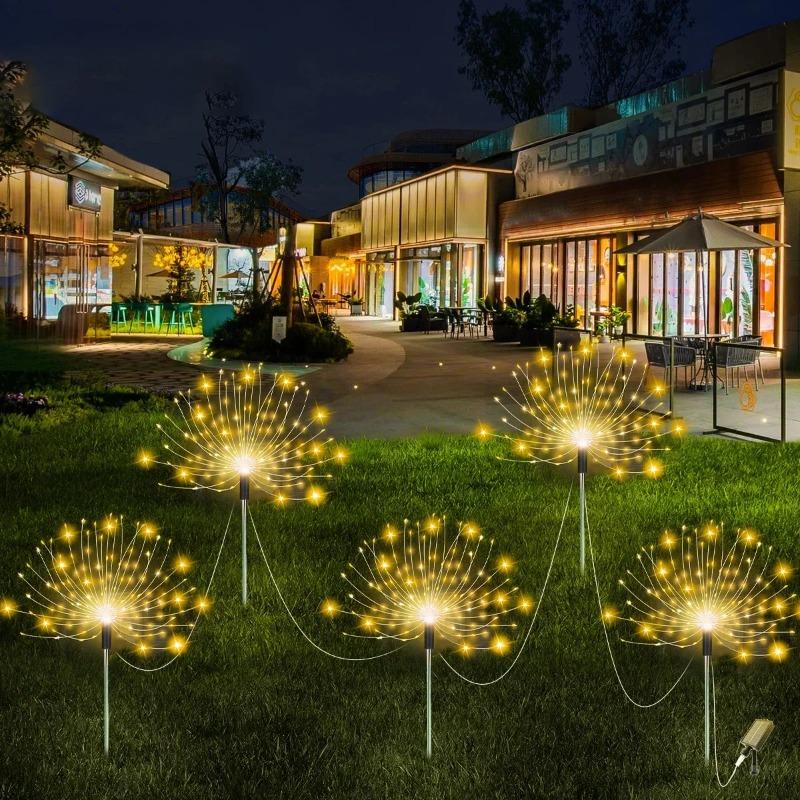 Solar Garden Lights 200LED Waterproof Outdoor Firework Lamps Copper Wire Fairy Lights for Lawn Pathway Yard Patio Garden Decorative Lighting