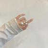 "Exaggerated Geometric Pearl & Diamond Open Ring - Unique Cold Style Statement Jewelry"