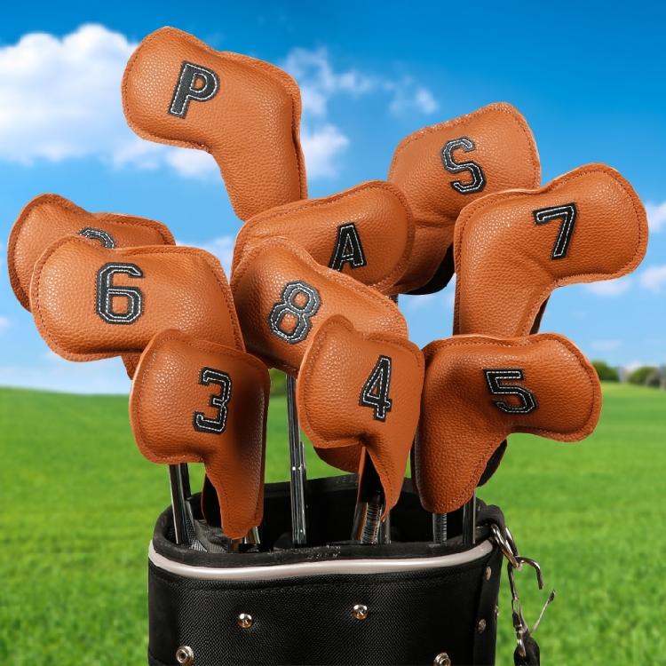 10Pcs PU Leather Iron and Wedges Golfs Club Head Cover Golfs Iron Headcover Protective Cover to Protect Your Golfs Clubs