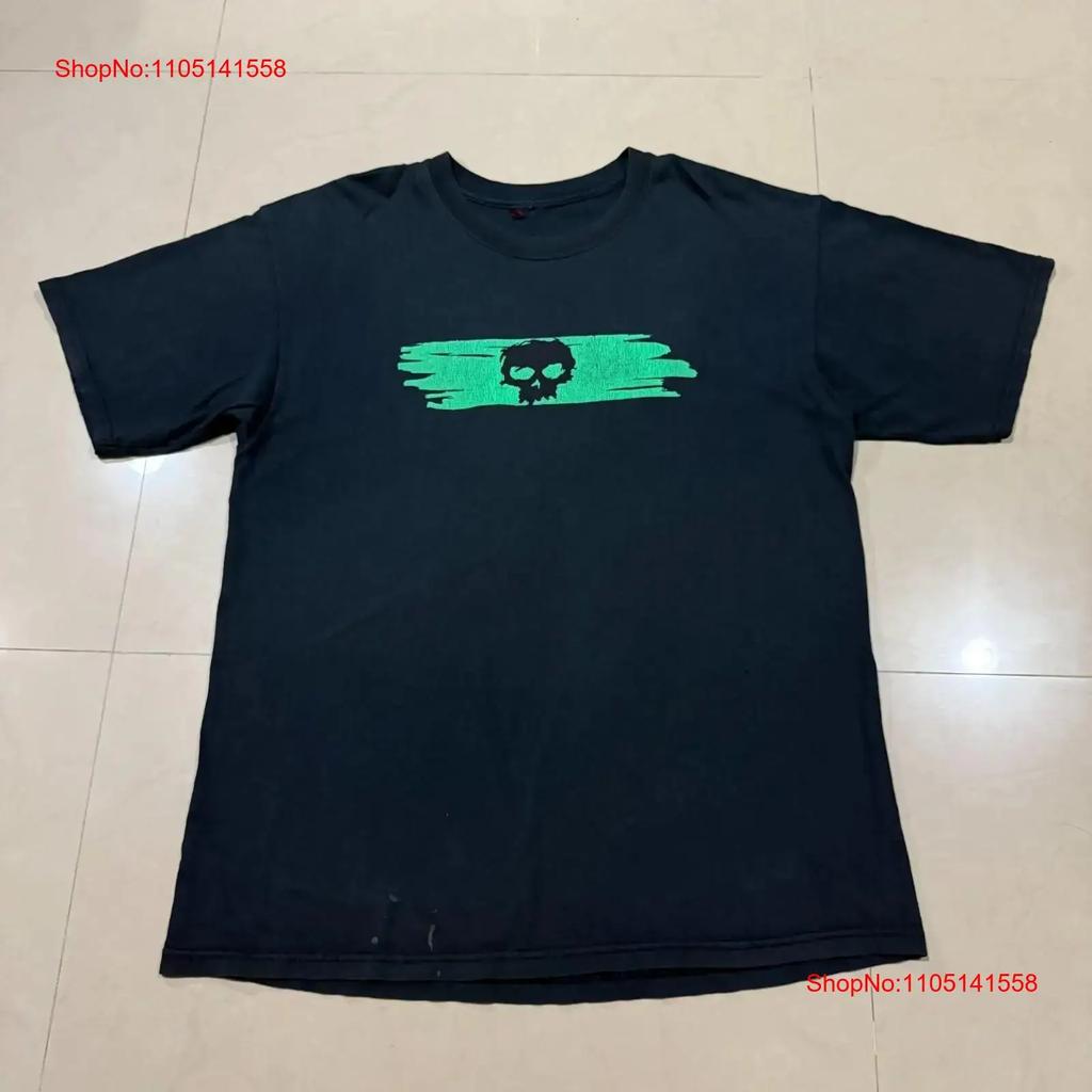 Zero Skateboards Vintage Anni '90 Y2k Logo Teschio Maglietta da Skate Nera Grunge Unisex Taglia L Abbigliamento Vintage di Marca Leggermente