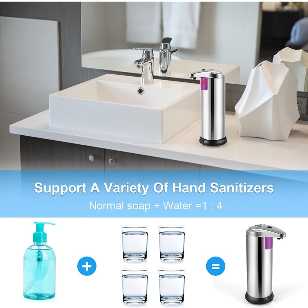 Contactless soap dispenser with infrared sensor8ounce stainless steel-Suitable for kitchen and bathroom