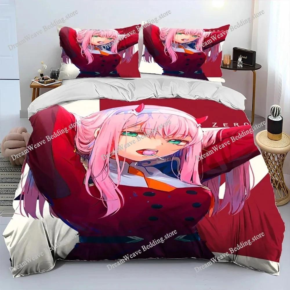 Zero Two (Darling in The FranXX) 002 Bedding Set Single Twin Full Queen King Size Bed Set Aldult Kid Bedroom Duvet Cover Sets