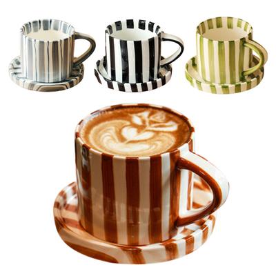Vintage Ceramic Coffee Mug & Saucer Set Handled Microwave Dishwasher Safe Espresso Cups Gift for Weddings Anniversaries Bridal Shower
