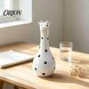 Small Decorative Vase for Bookshelves Cute Polka Dot Giraffe Vase, Hand-painted Resin Flower Creative Big-mouthed Whimsical Home Table Centerpiece