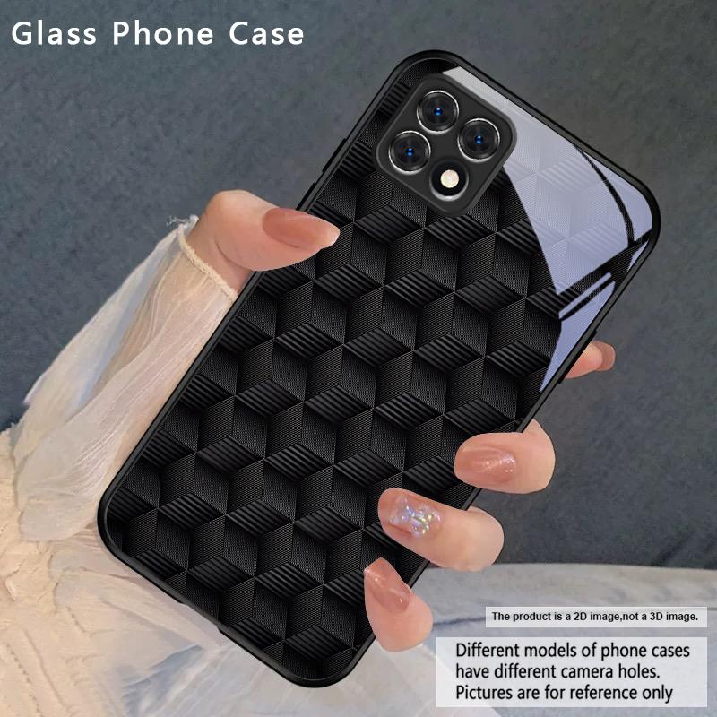 Dark geometric texture For Samsung Galaxy A20 A20s 21s A22 A23 A24 A25 A26 A42 A90 A50 A55 52s A56 A70 A71 72 glass phone case