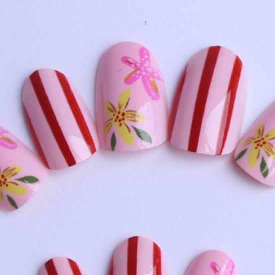 1 Set Summer Ocean Press Lemon Fish Lobster on Nails Flower Seahorse Striped Almond Stick-on Fake