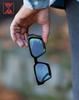 [SHEEN KELLY] Two-Piece Retro Thick Rectangular Chunky Sunglasses for Women and Men, Trendy Narrow Square Black Tortoiseshell Frame Fashion 90s Y2K