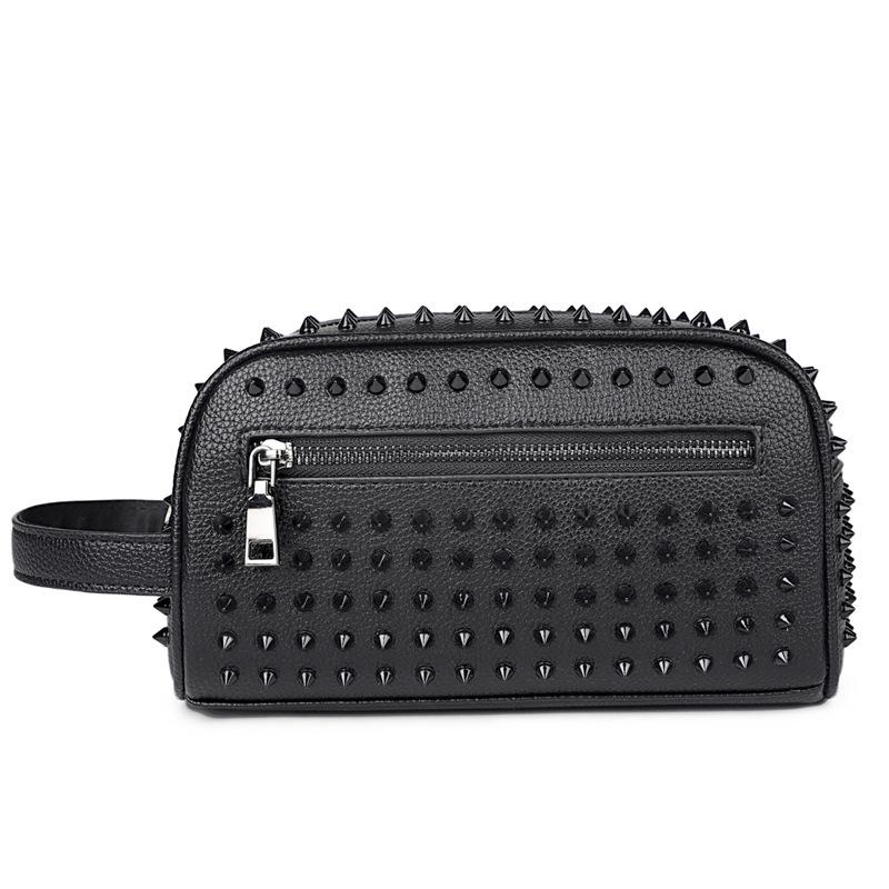 Мужская сумка с заклепками в панк-стиле: Универсальный, Модный Клатч и Сумка для Хранения Большой Вместимости.