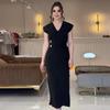 2024 Summer Solid Color V-neck Sleeveless Elegant Slimming Long Dress