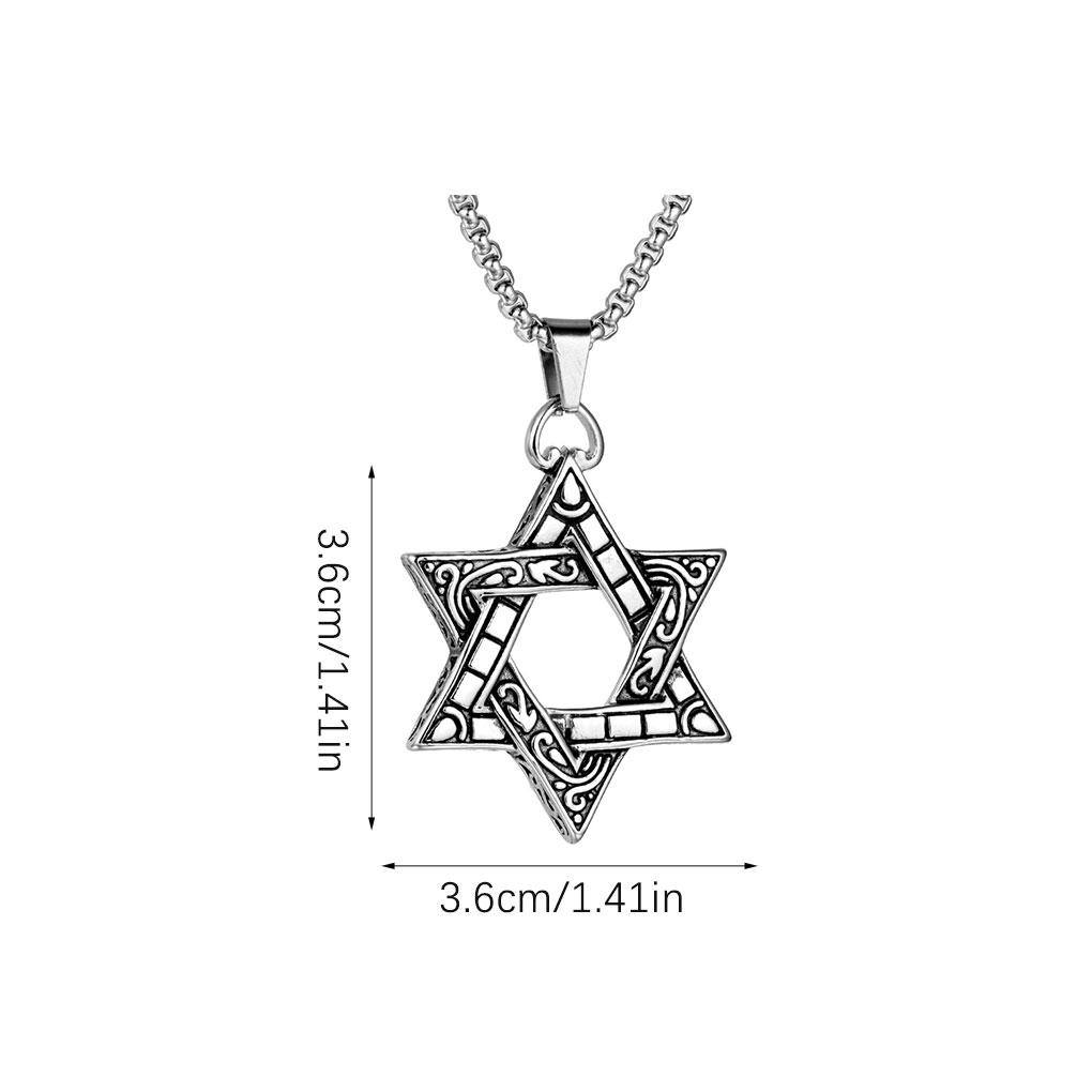 Judaism Hexagram Chic Necklaces Steel Pendant Wearing Retro Accessories Punk Accessory Stainless Dangling for Men and Boys
