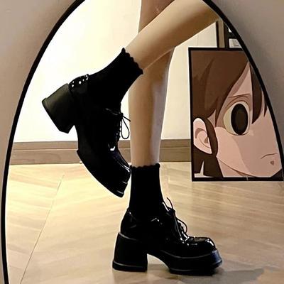 Lederschuhe für Damen 2025 neue vielseitige Schuhe mit runder Zehenpartie und Absatz, Einzelne Schuhe mit hohen Absätzen, weiche Sohle, Le Fu Damen
