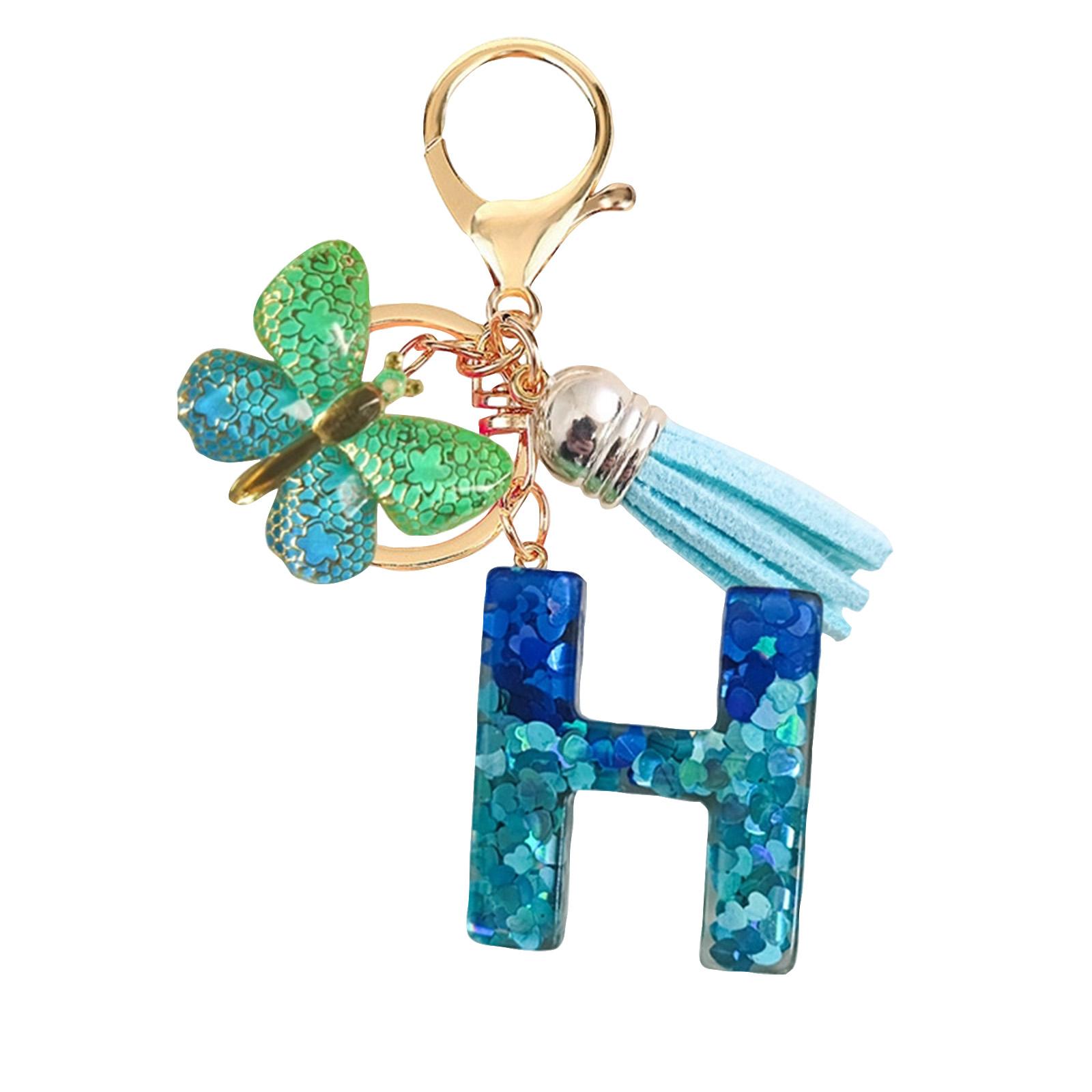 Брелок с буквой, Подвеска-бабочка, Брелок для пары, Брелок с буквой и пайетками