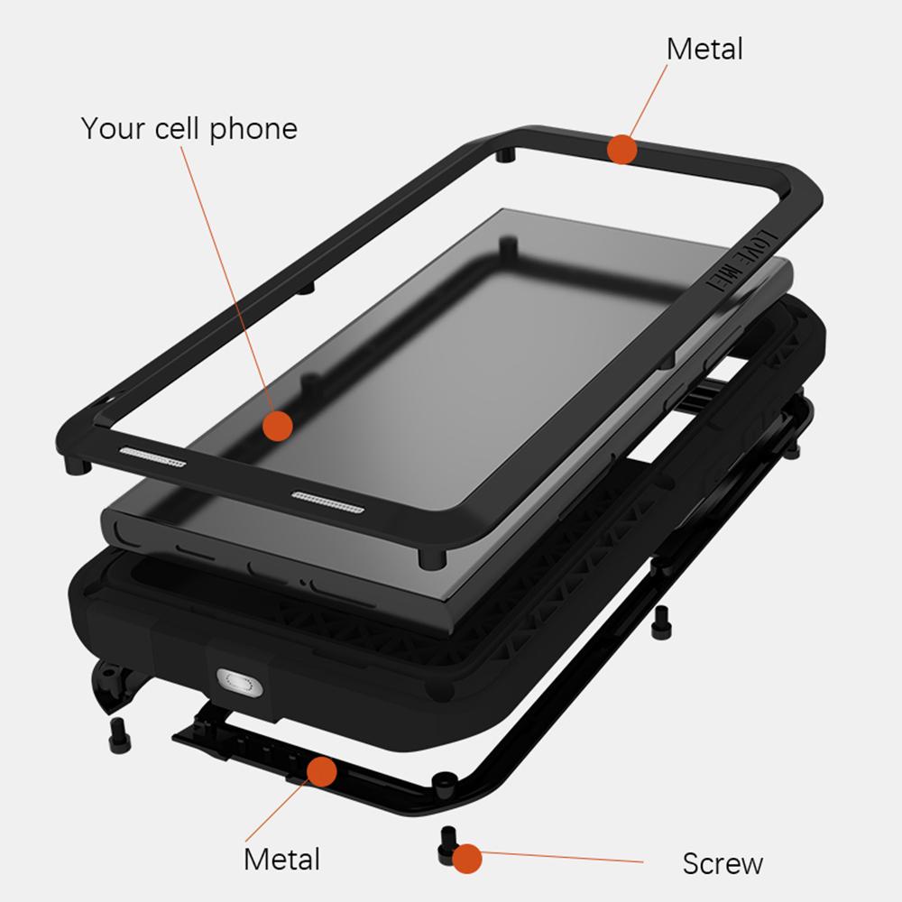 LOVE MEI Pour Samsung Galaxy S24 Ultra Coque Métal+Silicone Housse de Téléphone