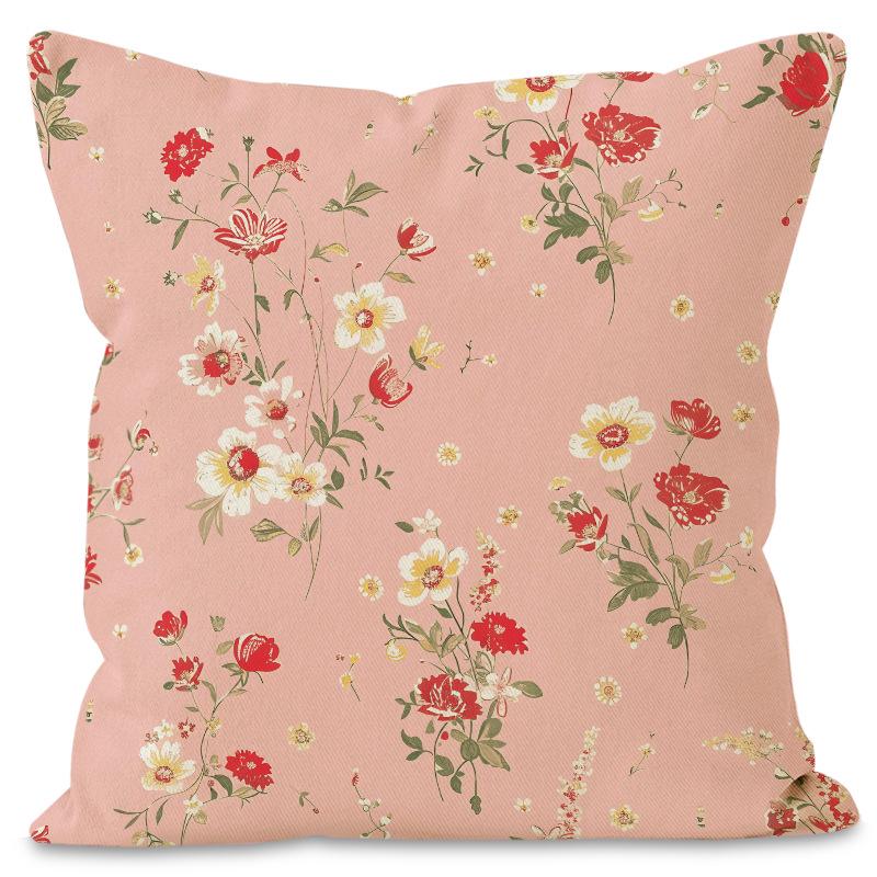 Spring Floral Linen Throw Pillow Cover for Sofa or Living Room
