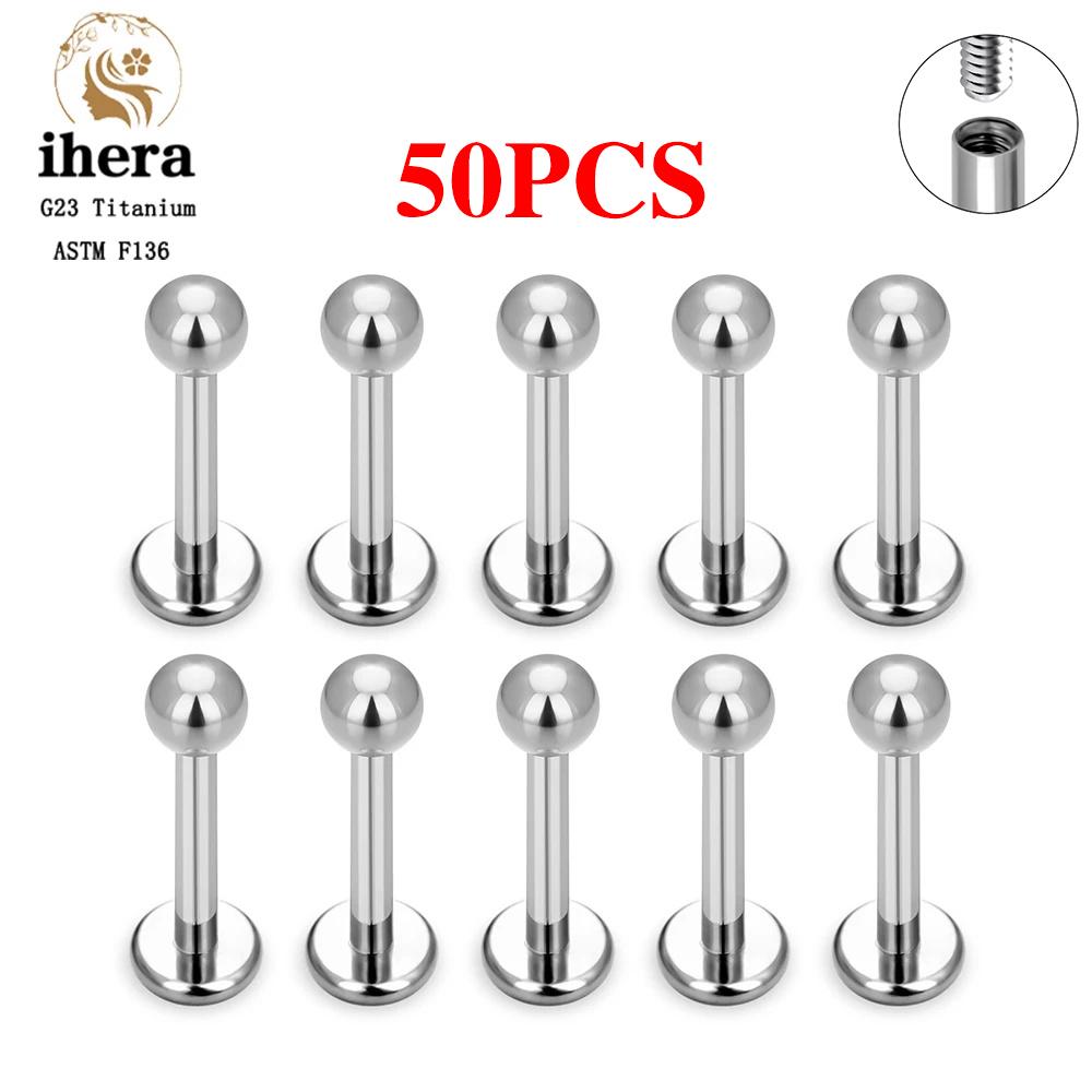 10/50PCS G23 Titanium Piercing Labret Lip Studs 16G CZ Internally Threaded Stud Earring Lip Ring Tragus Cartilage Helix Jewelry