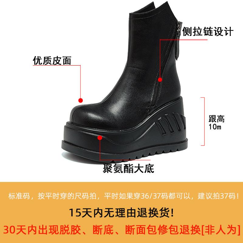 Thick-soled ultra-high-heeled women's short boots, new solid-color rear zipper mid-tube boots in autumn and winter 2025, simple trend