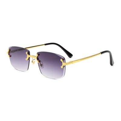 2024 Fashion Women Rimless Sunglasses Personalized Metal Frameless Cut Edge Sun Glasses Gradient Square Retro Eyewear