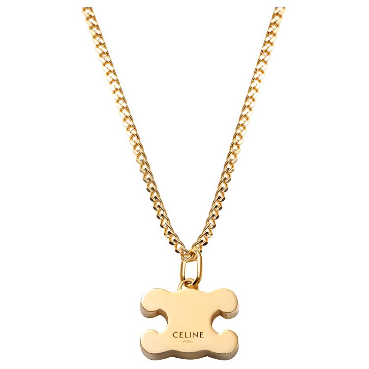 Celine Brass Gold Plated And Crystal Necklace Women necklace 460GB6BZI-35OR