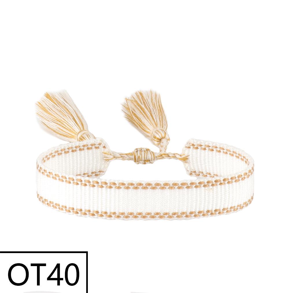 European & American Style Woven Bracelet - Solid Color, 1.3cm, Handmade Tassel, Fashionable Polyester Hand Rope for Women