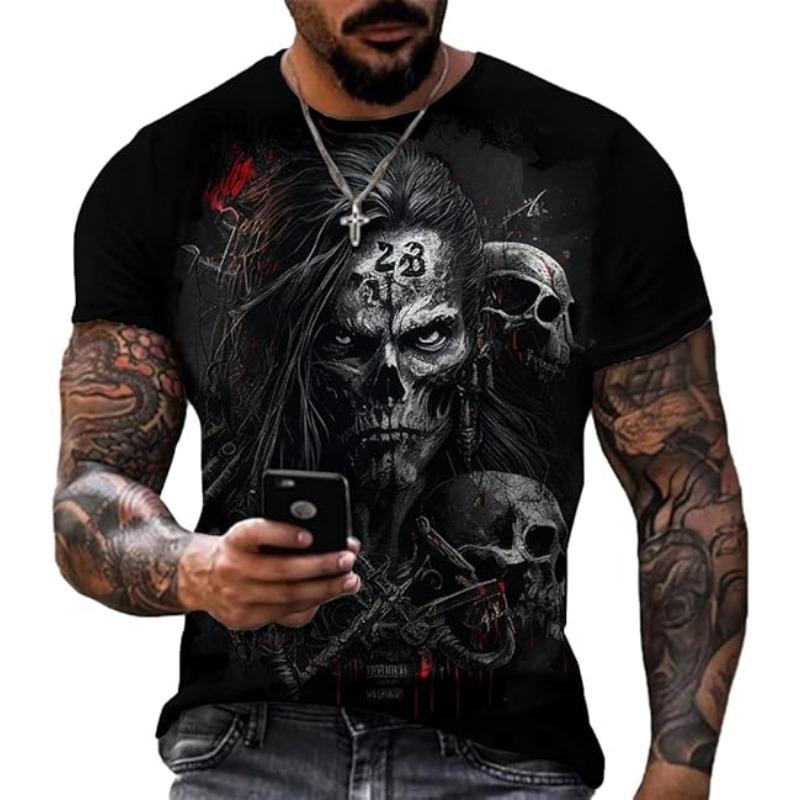 

Мужская летняя футболка с коротким рукавом 3D Топ Уличный узор с черепом Мужской повседневный топ 6XL 6XL