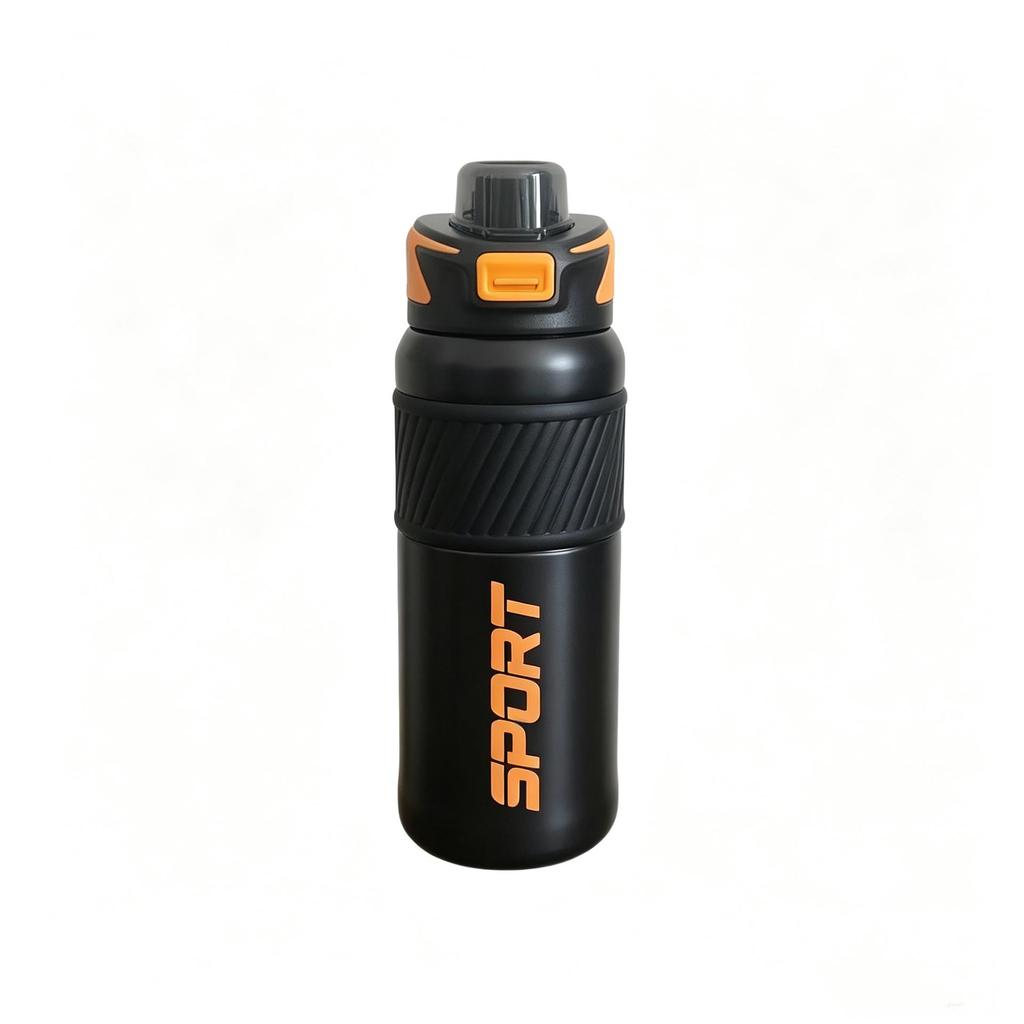 316 Stainless Steel Sports Water Bottle with Straw, High Capacity & Handle, Portable Flip-Top Cycling Cup