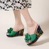 2026 New Women Platform Slippers Summer Beach Wedges Sandals Fashion Flower Women Casual High Heel Slippers