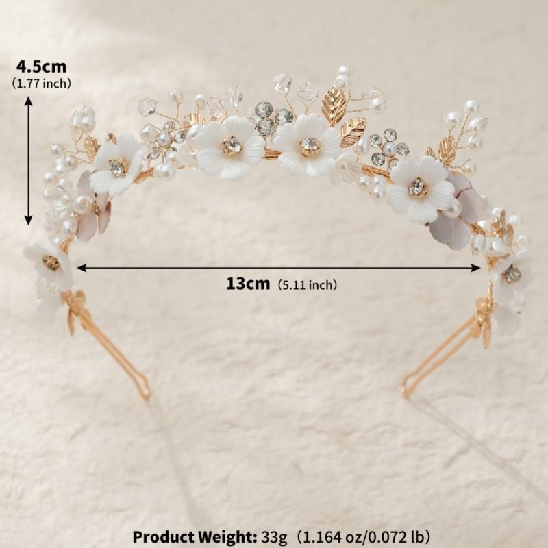 Flowers Pearls Hair Bands Women s Handmade Soft Pottery Flower Bride s Wedding Accessories Sen Photo Headband