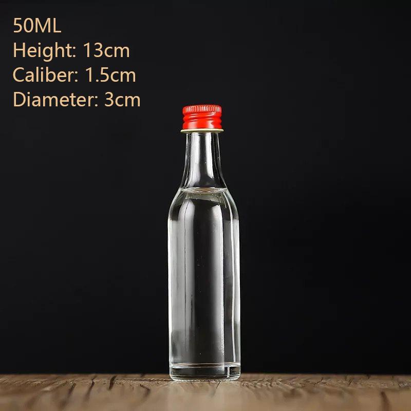 1Pc 50Ml Empty Glass Wine Bottle With Lid Reusable Beverage Bottle Leakproof Alcohol Shot Bottle For Wedding Party Supplies