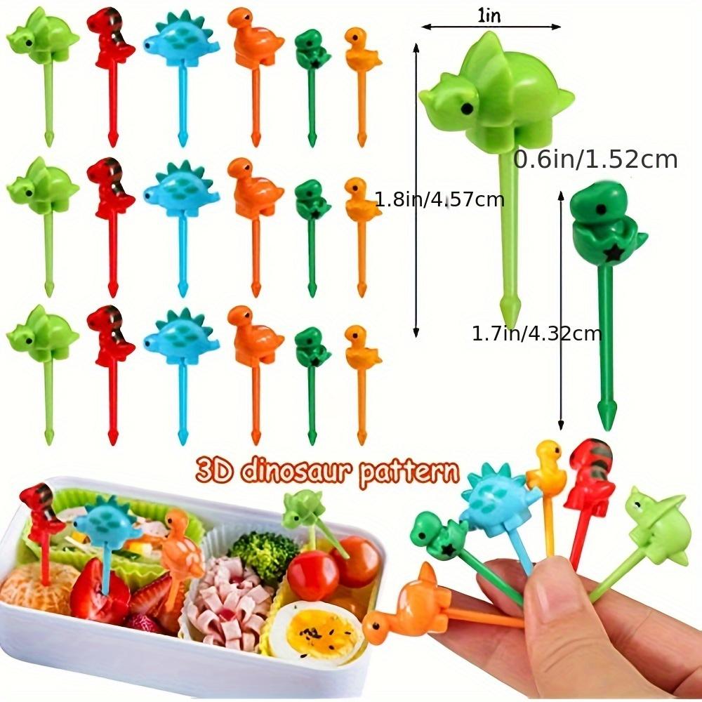 6/18pcs Cute Dinosaur Fruit Forks Mini Creative Food Fork Set Colorful Plastic Desert Pick For Kitchen Picnic Party Decor Access