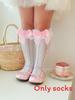 Lolita Butterfly Bow Knit Stockings With Antifriction Fabric For Spring And Summer Wear