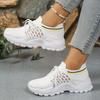 Women's Leopard Print Mesh Running Sneakers, Breathable Thick Sole Low-Top Lace-Up Sport Shoes