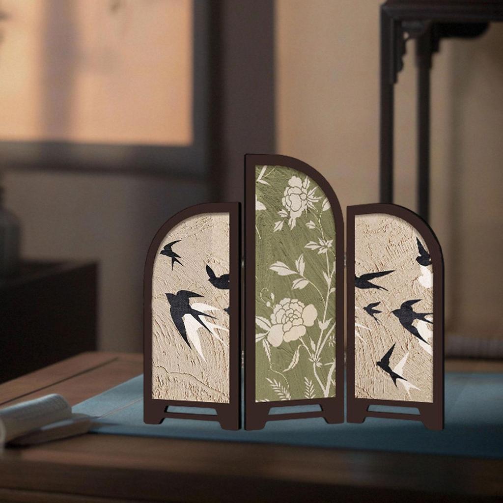 3-delad Mini Dekorativ Rumsavdelare, Traditionell Kinesisk, för Matsal eller Heminredning