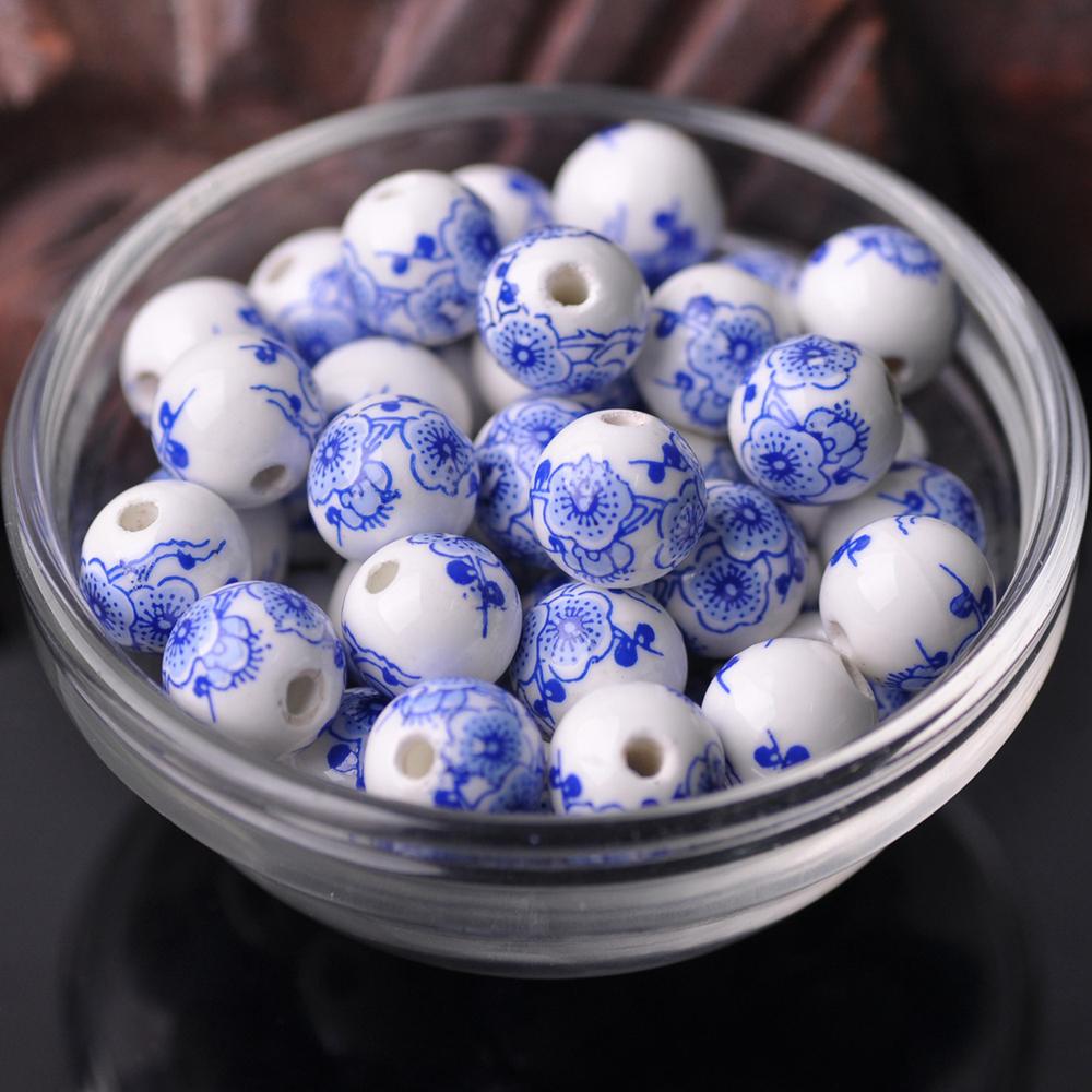 

20 шт. Керамічні порцелянові намистини-спейсери круглої форми з квітковими візерунками 10 мм 12 мм, лот для DIY ремесел, браслетів, аксесуарів для виготовлення ювелірних виробів 10mm-20pcs