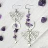 Amethyst Silver Moon Shape Earring With Asymmetric Design For Women Fashion Jewelry